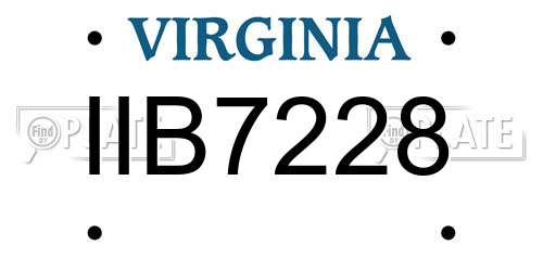 IIB7228 Virginia License Plate