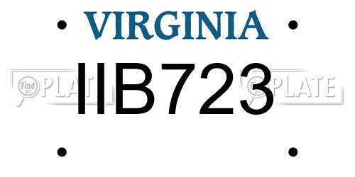 IIB723 Virginia License Plate