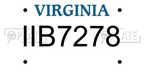 IIB7278 Virginia License Plate