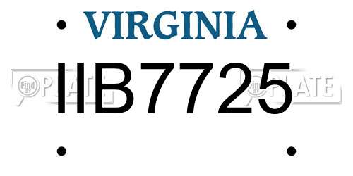 IIB7725 Virginia License Plate