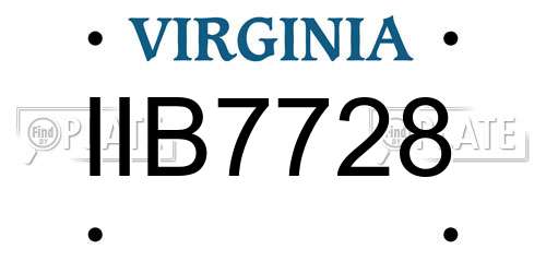 IIB7728 Virginia License Plate