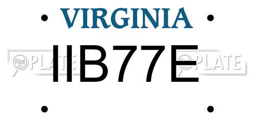 IIB77E Virginia License Plate