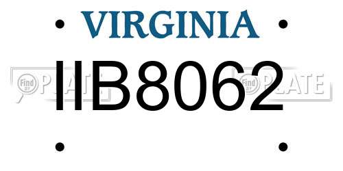 IIB8062 Virginia License Plate