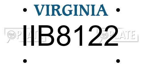IIB8122 Virginia License Plate