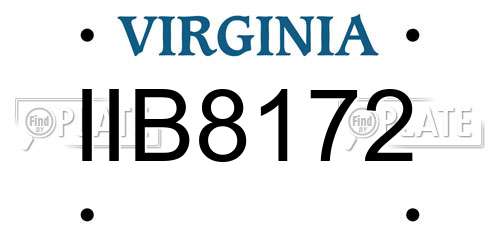 IIB8172 Virginia License Plate
