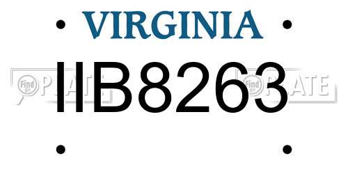 IIB8263 Virginia License Plate