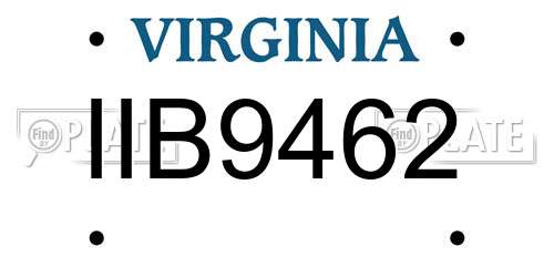 IIB9462 Virginia License Plate