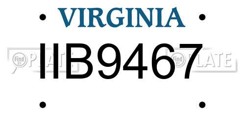 IIB9467 Virginia License Plate