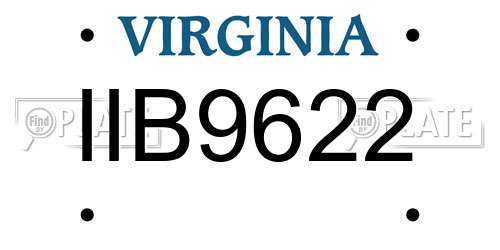 IIB9622 Virginia License Plate