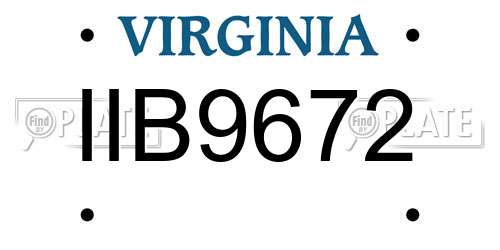 IIB9672 Virginia License Plate