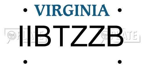 IIBTZZB Virginia License Plate