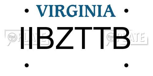 IIBZTTB Virginia License Plate