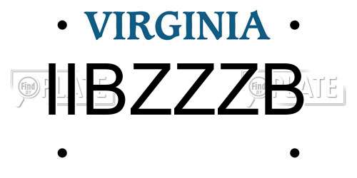 IIBZZZB Virginia License Plate
