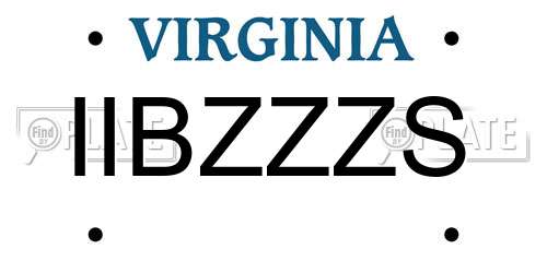 IIBZZZS Virginia License Plate