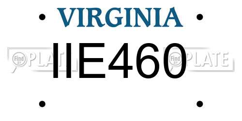 IIE460 Virginia License Plate
