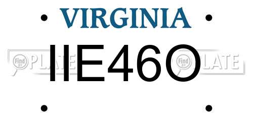 IIE46O Virginia License Plate