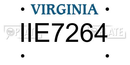 IIE7264 Virginia License Plate