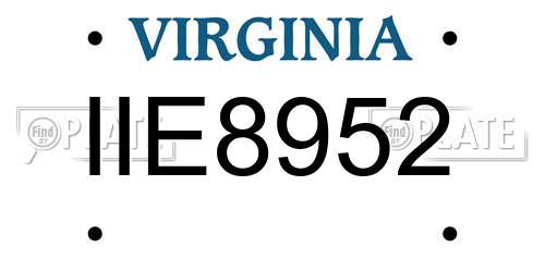 IIE8952 Virginia License Plate
