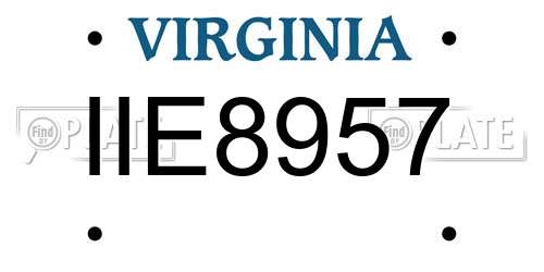 IIE8957 Virginia License Plate