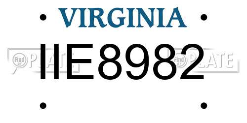 IIE8982 Virginia License Plate