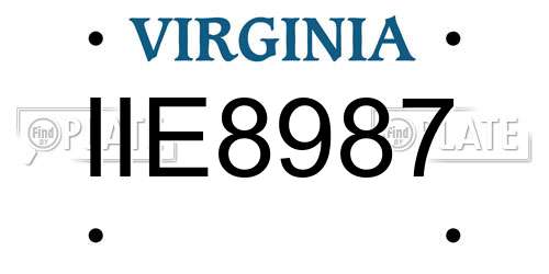 IIE8987 Virginia License Plate