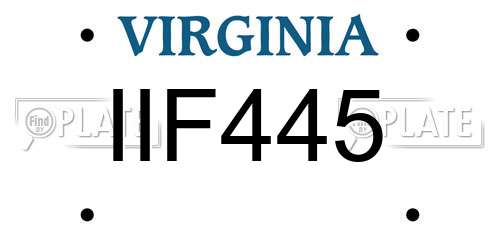 IIF445 Virginia License Plate
