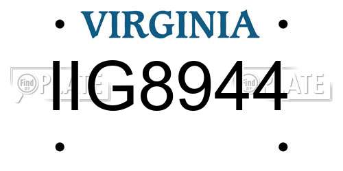 IIG8944 Virginia License Plate