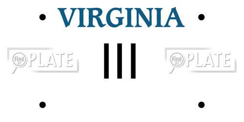III Virginia License Plate