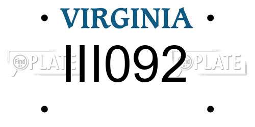 III092 Virginia License Plate