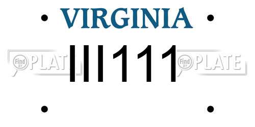 III111 Virginia License Plate