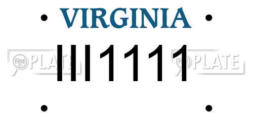 III1111 Virginia License Plate