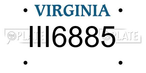 III6885 Virginia License Plate