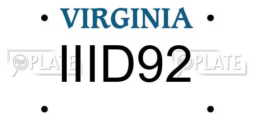 IIID92 Virginia License Plate