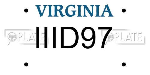IIID97 Virginia License Plate