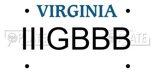 IIIGBBB Virginia License Plate