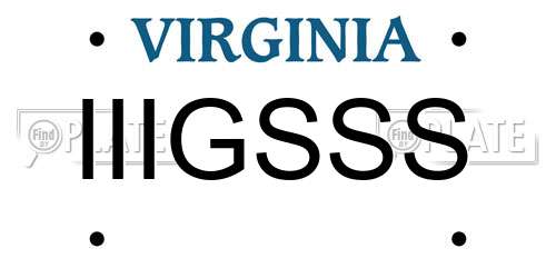 IIIGSSS Virginia License Plate