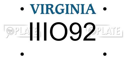 IIIO92 Virginia License Plate