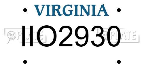 IIO2930 Virginia License Plate