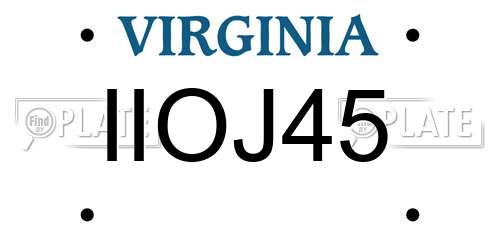 IIOJ45 Virginia License Plate