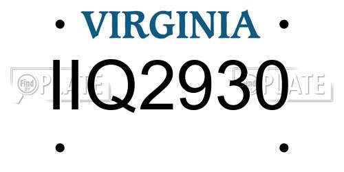 IIQ2930 Virginia License Plate