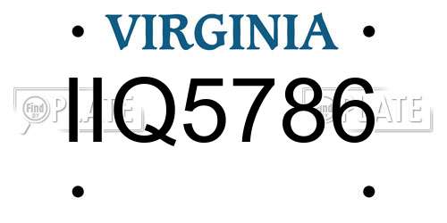 IIQ5786 Virginia License Plate