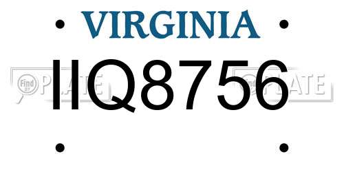IIQ8756 Virginia License Plate