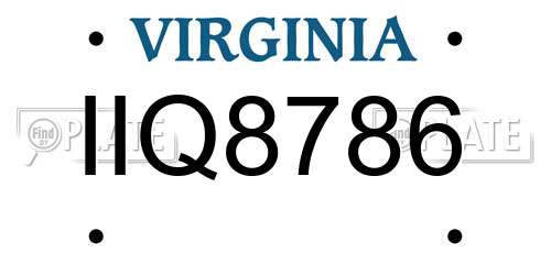 IIQ8786 Virginia License Plate