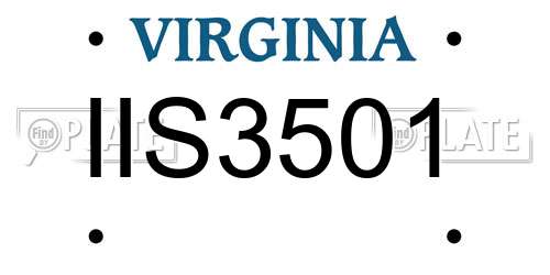 IIS3501 Virginia License Plate