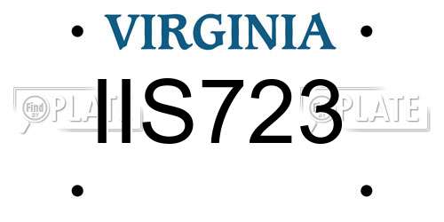 IIS723 Virginia License Plate