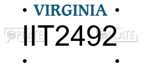 IIT2492 Virginia License Plate