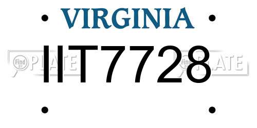 IIT7728 Virginia License Plate