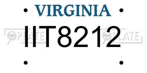 IIT8212 Virginia License Plate