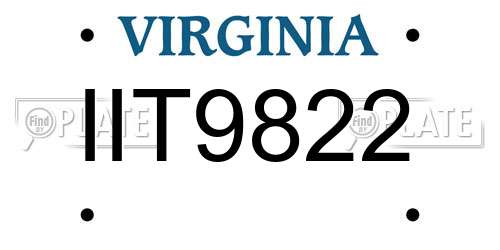 IIT9822 Virginia License Plate