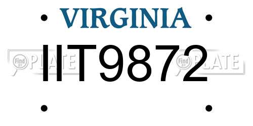 IIT9872 Virginia License Plate